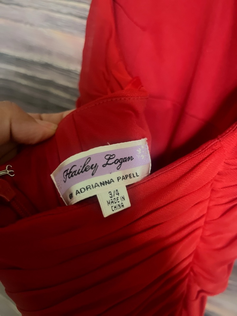 Adrianna Papell Red V-Neck Pleated Maxi Gown - Picture 5 of 10
